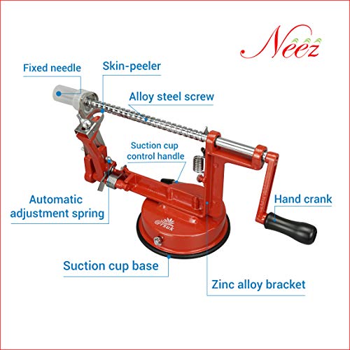 Neez Appelschiller - 3 in 1 Multifunctioneel Apple, Groente, Aardappel en Fruitschiller - Roestvrij Staal Schaaf, Corer en Dunschiller Machine met Handslinger - Image 7