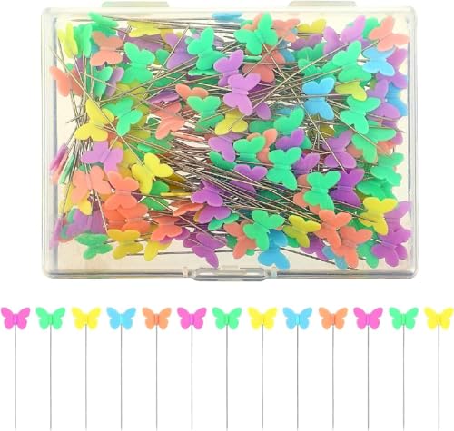 HNMZDS 200 Pcs Colored Sewing Pins Flat Head Straight Pins