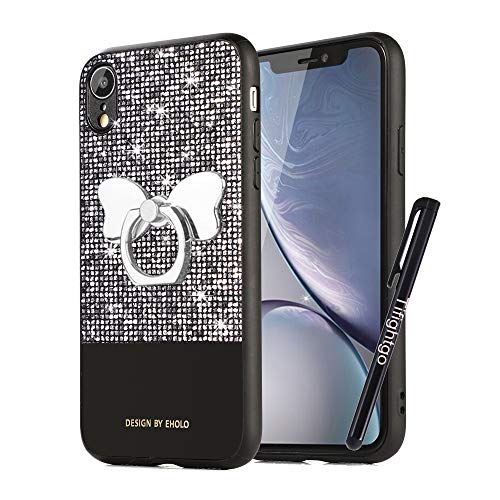 Tifightgo Samsung S8 Slim Case,Silver Bling Shiny Rhinestone Soft TPU Silicone Case Protection Cover Bumper Case for Samsung Galaxy S8 with Bow Ring Bracket