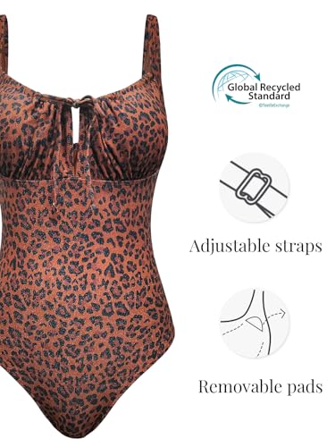 Image of BERLOOK Womens One Piece Swimsuits Floral Push Up Bathing Suit Sexy Tie Slimming Swimsuits for Women Swimwear