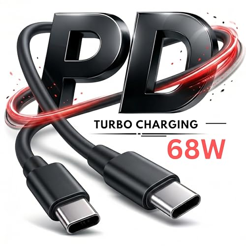 Image of Smolink 68W Type C To Type C Cable Black | Turbo Fast Charging & Data Transfer Cord | Compatible for Motorola Edge 60 Fusion 50 Ultra 50 Pro 40 Neo Razr Ultra G85 G84 G64 G54 | Original Fast Charging