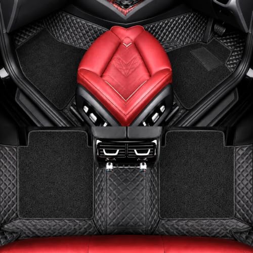 Image of Premium 7D Mat Full Set for Mahindra Xuv 7XO (7-SEAT) || Luxury Leather Dual-Stitch Full Set 7D Car Floor Mat || 100% Waterproof || Color : Black-Black (Design-1)