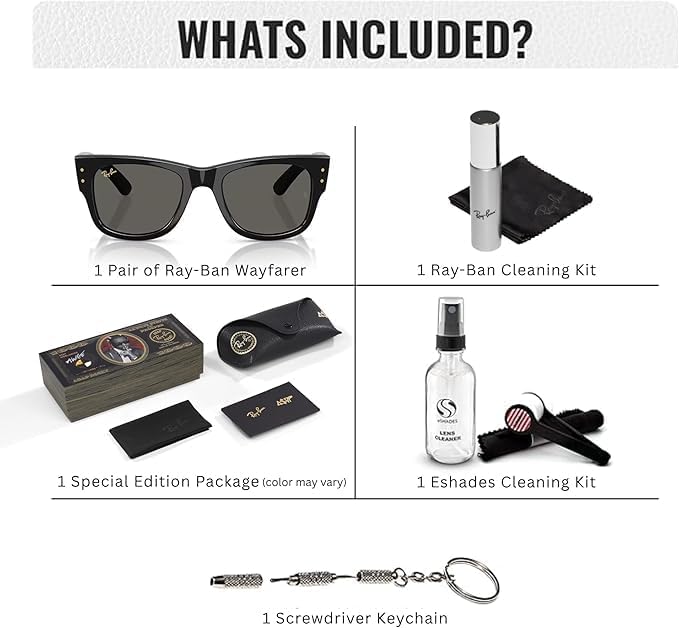 Ray-Ban RB0840S MEGA WAYFARER BLACKED OUT COLLECTION Square Shaped Sunglasses with Official RAYBAN Eyewear Kit - Image 2
