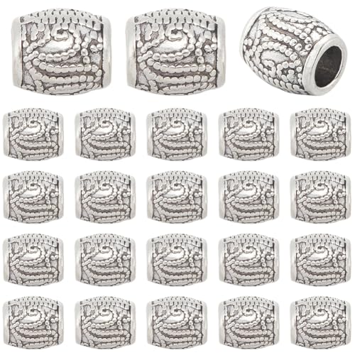 Dimensioni e contenuto:perline a botte in argento * 100 pezzo:7.8mm di diametro, 9mm (0.35 pollici) di lunghezza, Foro:4.1mm . Vieni con 1 scatola di plastica per aiutarti a organizzarlo.