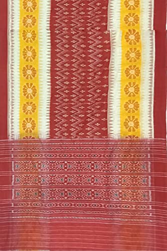Image of Odisha Sambalpuri Handloom Ikat Women's Cotton Saree, Odisha Handloom Handmade Pure Cotton Khandua Saree, Ikkat Orissa Traditional Handloom Saree Without Blouse