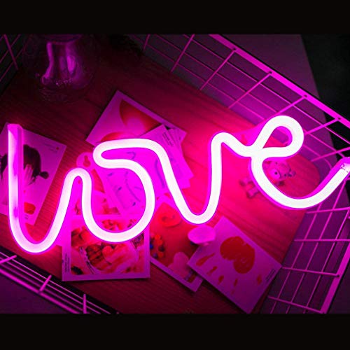 Image of Quace Love Neon Signs Light LED Neon Art Decorative Lights Wall Decor for Bedroom, House, Bar, Pub, Hotel, Beach, Recreational (Pink)