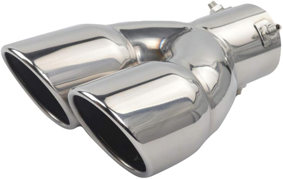 COLUDORMuffler exhaust Dual Exhaust Tip Tailpipe 2.5 Inch Inlet 3" outlet 8.1" Length Polished Stainless 1.2mm Thickness (Double Wall Slant,Rolled Edge)