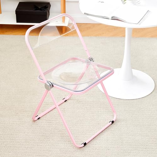 Silla plegable de acrílico, elegante asiento de comedor de metal para el hogar, oficina, baño, dormitorio, uso interior y exterior, ahorra espacio y diseño portátil