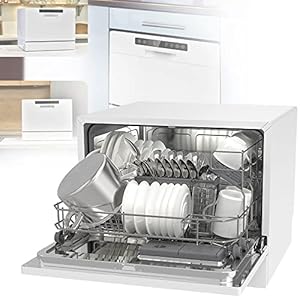 Mobiele vaatwasser, mini-vaatwasser, 360 ° bovenste en onderste sproeiarmen Draagbare vaatwasser, met 6 wasprogramma’s…