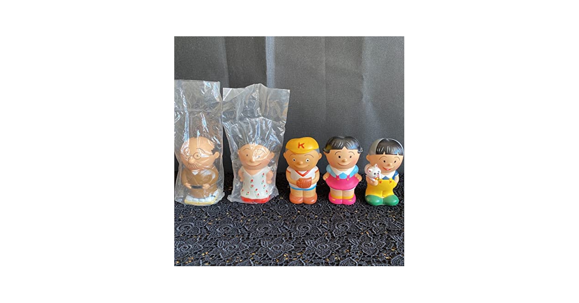 サザエさん家族ソフビ貯金箱 レトロ サザエさん一家 貯金箱 7点セット