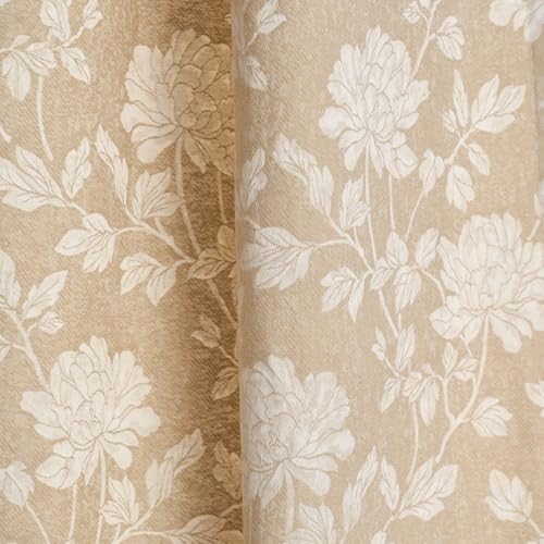 Image of haus & kinder Printed Jacquard Window Curtain 5 Feet Long Pack of 1 Window Curtain, 5 Feet Curtain for Window (Chateau Rose, Ivory Nature Design 130x152 CM)