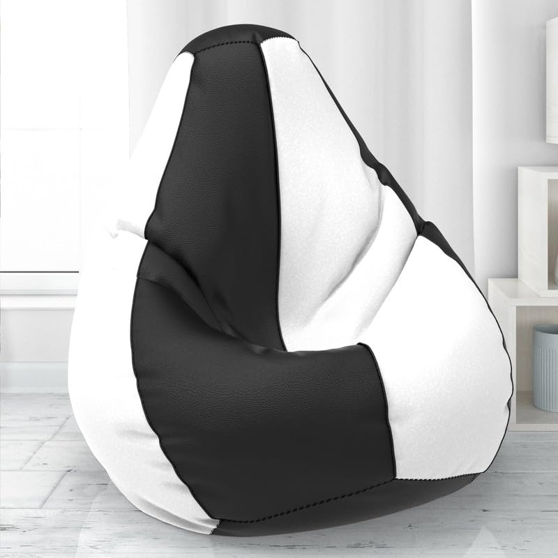 BiggieBean Bag Cover 4XL- Official: Lazy Sacks Bean Bags - for Adults - Max User Height : 5.5-6 Ft.-Weight : 70-99 Kgs(Model: Black White)-image-47