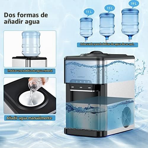 FANTASK Dispensador de Agua 3 en 1, máquina de Cubitos de Hielo con Agua Caliente y fría, Cubitos de Hielo en 10 min