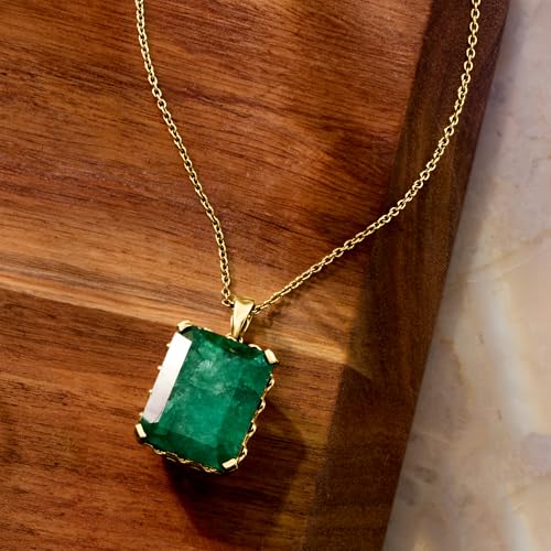 Ross-Simons 11.00 Carat Emerald Pendant Necklace in 18kt Gold Over Sterling. 18 inches3