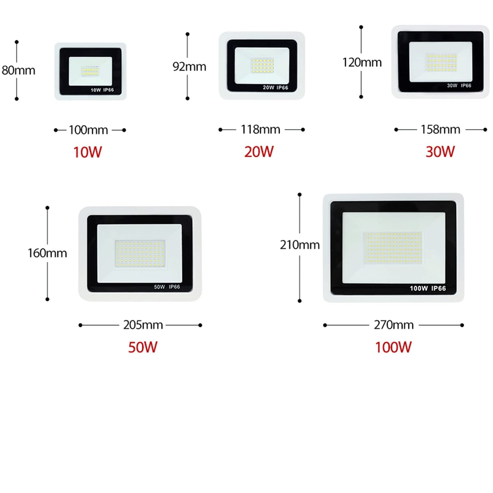 Reflektory zewnętrzne wodoodporne IP66 LED 10W 20W 30W 50W 100W Smart IC 220V białe oświetlenie zewnętrzne SMD 2835 do oświetlenia ulicznego,Cold White-WHITE SHELL-20W