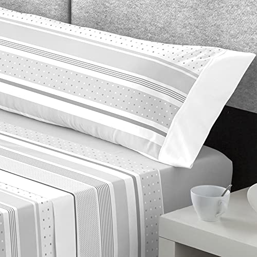 Catotex – Juego de Sabanas Franela 3 Piezas (Bajera + Encimera + Funda/s Almohada/s) 180gr Super Suave Mod. Gerson (Cama 135, Color Gris)
