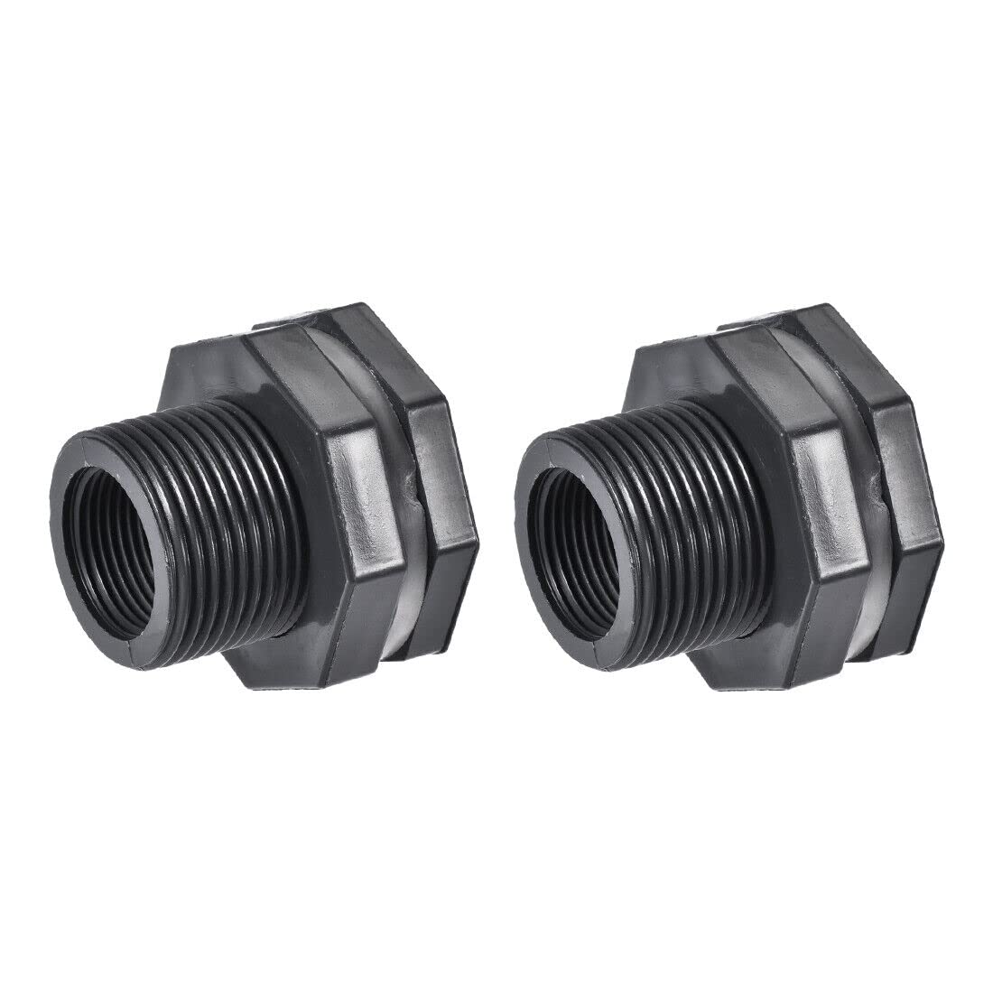 Tool parts Bulkhead Fitting - G3/4 Female Lengthen - With Silicone Gasket - PVC - Gray 2Pcs