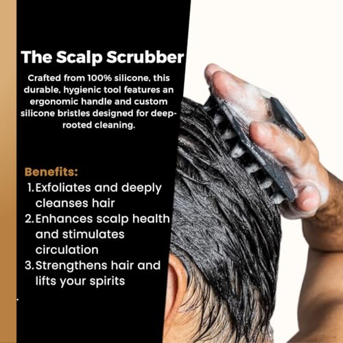 Image of Eagle - Silicone Scalp Scrubber for Men | Deep Cleansing Head Massager for Dandruff, Hair Wash & Oil Removal | Gentle & Durable Grooming Tool for Hair & Scalp Care