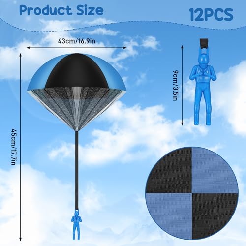 TranRantic Fallschirmspringer, 12 Stück Fallschirm Outdoor, Wurf Parachute Spiele für Draußen, Flugspielzeug Geschenk für Jungen und Mädchen（6 Farbe）