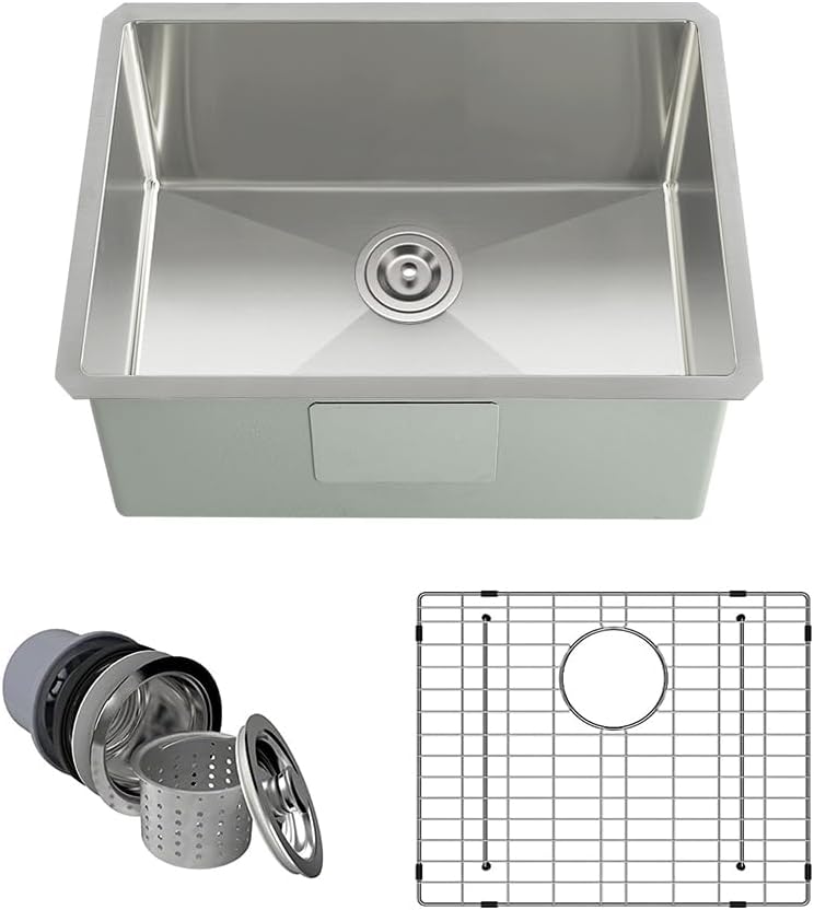 Bar Sink - PEPO 21 x 18 Inch Undermount Kitchen Sink, 16 Gauge Stainless Steel Single Bowl Small Kitchen Sinks, High-end Handmade Square Small Wet Bar Sink RV Sink, Bar or Prep Sink, Outdoor Sink 21x18x10inch Stainless Steel