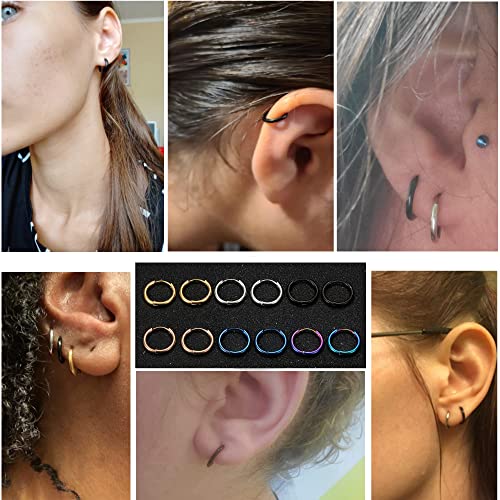 WBDWWTD Kleine Creolen für Damen und Herren, chirurgischer Stahl, Knorpel-Huggie-Ohrringe, eng anliegende Ohrläppchen, Nasenring, Lippenring, Daith-Helix-Piercing-Schmuck, kleine Creolen mit