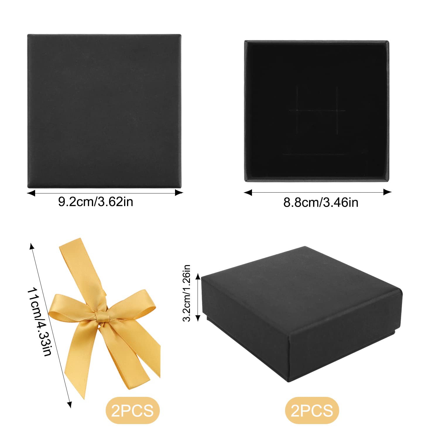 ZOFUN Set di 48 scatole di cartone per gioielli, 5 x 8 x 3 cm, colore nero, 24 scatole di cartone con coperchio con 24 sacchetti regalo, portagioie con spugna all'interno per