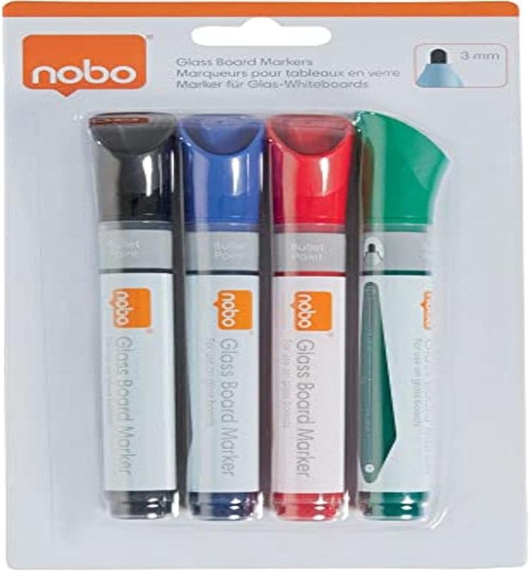 Nobo 1905324 Nobo Glass Whiteboard Markers MultiColour Amazon.co