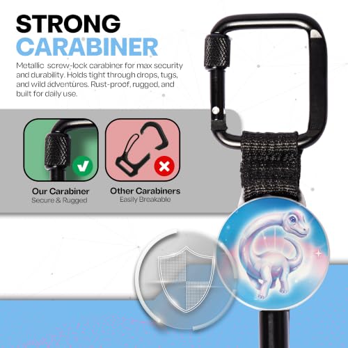 Image of ClutchLoop Retractable Anti-Theft Phone Tether Lanyard Locking Carabiner | Phone Leash with Steel Cable & Tether Tab. Ideal for Festivals, Hiking, Skiing, Fishing & Travel