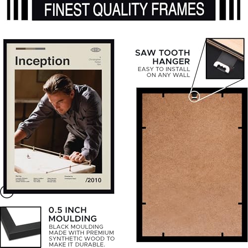 Image of BLINKART Inception Vintage Movie Poster Frame 12x18 Inch | Premium 300 GSM Paper Wall Print | Mid Century Vintage Film Artwork for Home, Bedroom, Living Room, Office | Framed Photo Decor