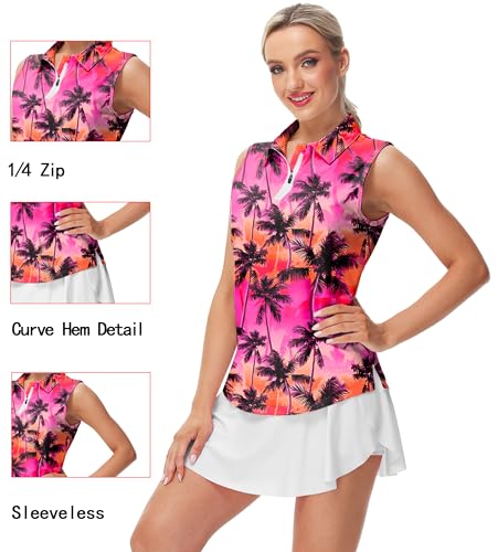 AOBUTE Women's Sleeveless Golf Shirts Moisture Wicking 1/4 Zip Polo Tennis Shirt3