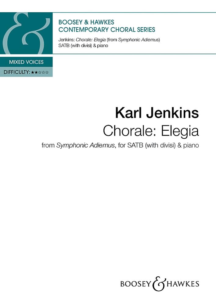 Chorale: Elegia: from Symphonic Adiemus. mixed choir (SATB divisi) and piano. Partition de chœur.
