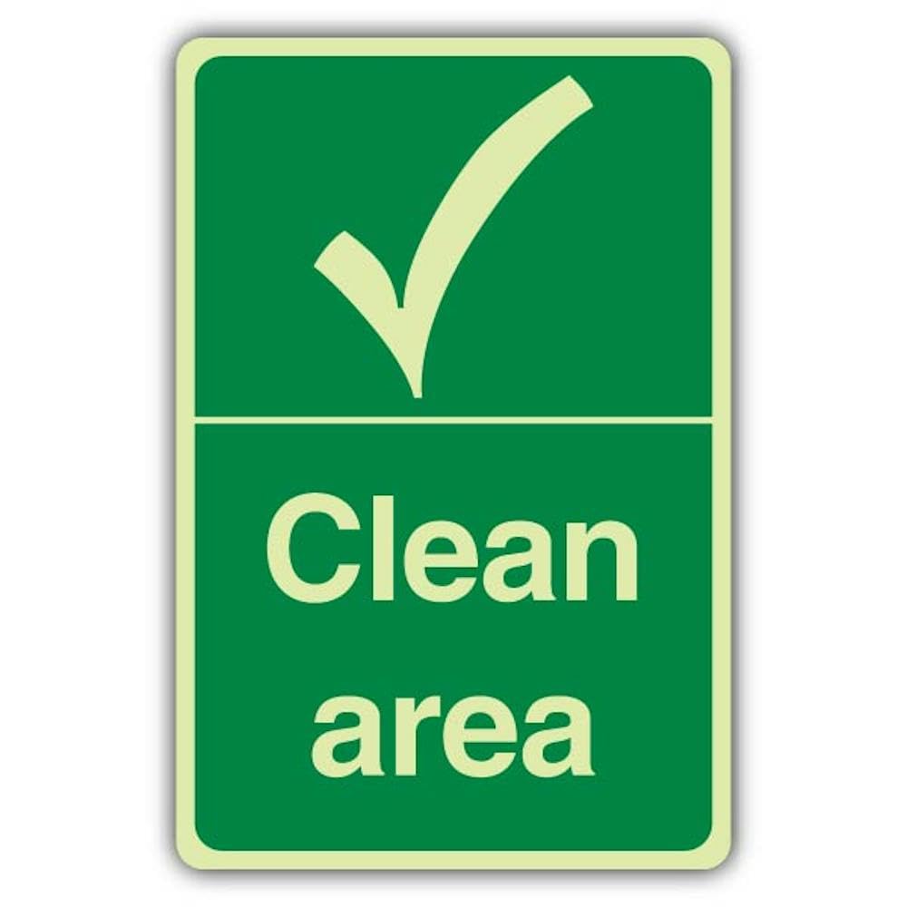 V Safety - Señal de seguridad que brilla en la oscuridad, 300 x 450 mm, hecha de plástico rígido de doble brillo, señalización de higiene y bienestar, fabricado en Gran Bretaña