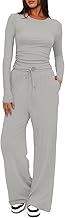 Women's 2 Piece Tracksuit Set Long Sleeve Sweatpants with Pockets and Drawstring Casual Sports Outfit for Yoga Fitness Jogging Outfit Tracksuit
