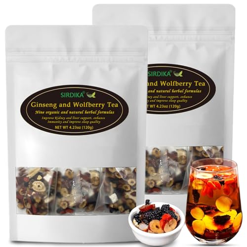 Kidney Tea - Ginseng and Wolfberry Tea, Ginseng Nine Treasure Tea, Men's Health Tea Herbal 9 Precious Ingredients Formula, Natural Organic Kidney Cleanse Detox Tea for Women & Men (2Bag(24pcs))