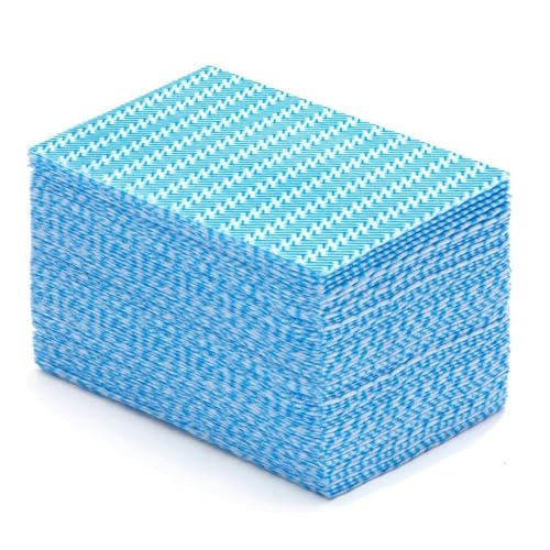 Image of Disposable Cleaning Cloths Dry Handi Wipes Reusable Cloths Multi Purpose Washing Cloth Blue Dish Towels Dish Cloths for Kitchen Disposable Rags, Durable Soft and Dry Quickly 100 Count