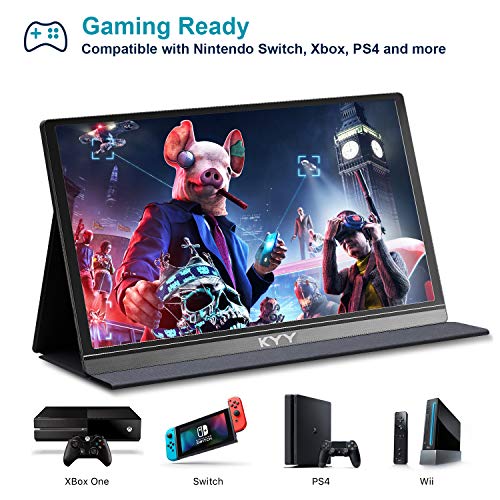 Portable 15.6inch Full HD Monitor with USB-C, HDMI for Gaming and Entertainment on Laptops, PCs, Macs, Phones, and Gaming Consoles