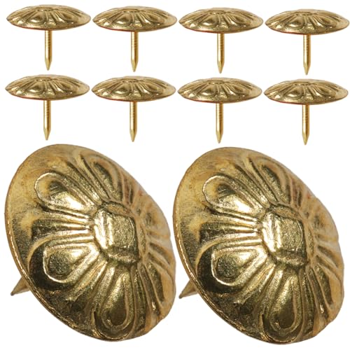 HEALEEP 50 Piezas Decoración De Sofá De Uñas De Burbujas Muebles Sofá Uñas Decorativas Tachuelas Decorativas Tachuelas De Tapicería Clavos De Tapicería Vintage Planchar Dorado
