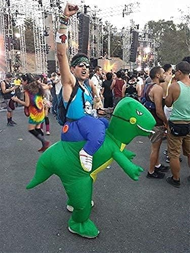 FARONG Inflatable Dinosaur Rider, Inflatable Funny Blow Up Suit Cosplay Fantasy Costume T-REX Costume Christmas Halloween Costume for Adults and Kids Cosplay Party