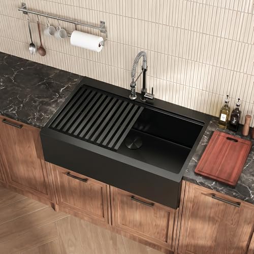 Rhbamoa 36 Inch Black Farmhouse Sink Drop In Farmhouse Sink 36x22