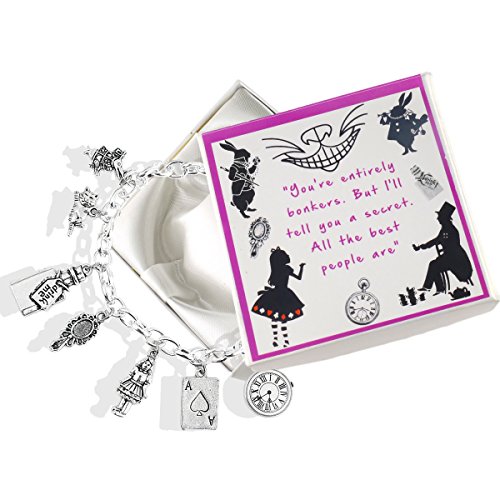 Charm Buddy Bracelet à charm "Alice de l'autre côté du miroir" avec boîte cadeau de présentation pour femme et fille Cover