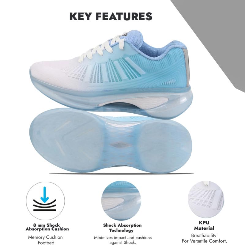 Image of FAUSTO Men's Breathable Sport Shoes|KPU Upper and Anti-Skid Bounce Back Phylon Sole|Athleisure Running Shoes|Lace Up Walking Shoes|Gym Shoes