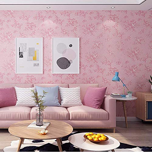Image of ELTON DIY Self Adhesive Rose Textured Wall Paper Wall Decal for Living Room Bed Room Interior Exterior Easily Removable Furniture Make Over (45 x 300 Cms, Pink Rose, el2002)