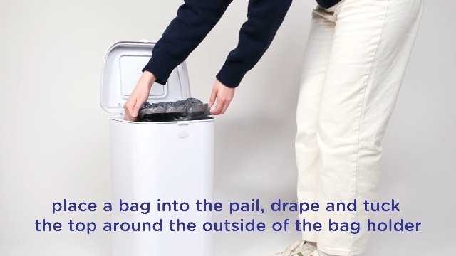 Image of Ubbi Stainless Steel Venti Diaper Pail, Odor Locking, No Special Bag Required, Award-Winning, Registry Must-Have, White