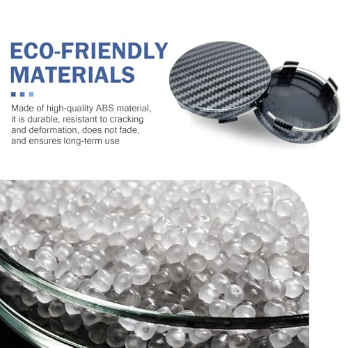 Ferianl 4 PCS Car Wheel Center Caps, 60MM/2.36In OD 56MM/2.2In ID, Snap-in Vehicle Rim Hub Caps, Anti-Falling Rust-Proof Wheel Hub Decoration, Universal for SUV, Sedan, Truck(Carbon Fiber Black)