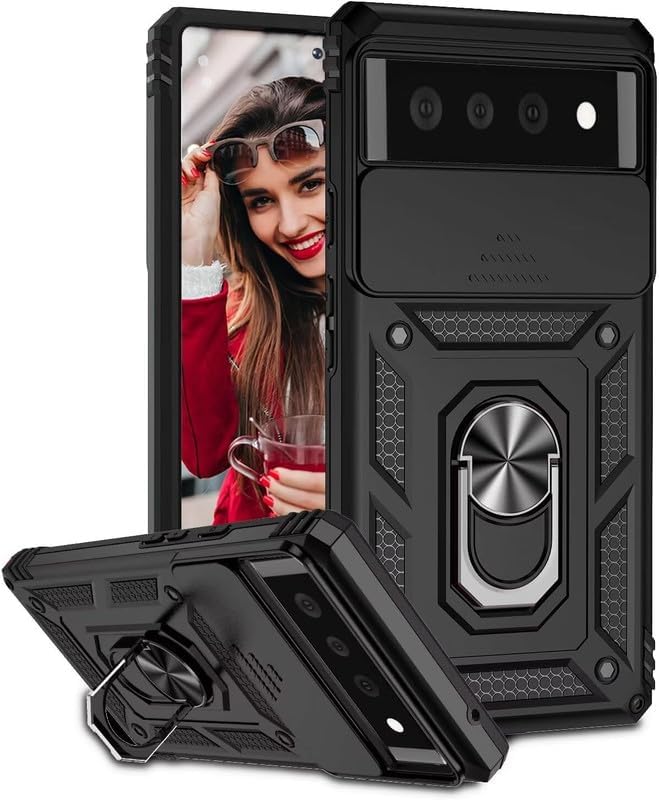 Image of Google Pixel 6 6.4 inch, Ring Armour Defender Dual Layer Hybrid Shock Proof Cover for Pixel 6 6.4 inch - Black