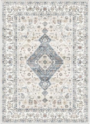 Washable Vintage Area Rug 5x7 - Soft Traditional Farmhouse Ultra-...
