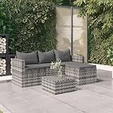 Générique Salon de Jardin 3 pcs avec Coussins Gris Résine tressée,Meubles,Mobilier de Jardin,Salons de Jardin,Gris,26.42 KG,362331