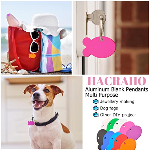 Hacraho Pet Id Tag, 20 Pcs Multi-Color Blank Pet Id Tag Aluminum Double Sided Pet Id Tags With 20 Pcs Key Rings For Dogs Cats, Fish-Shape #TOP4