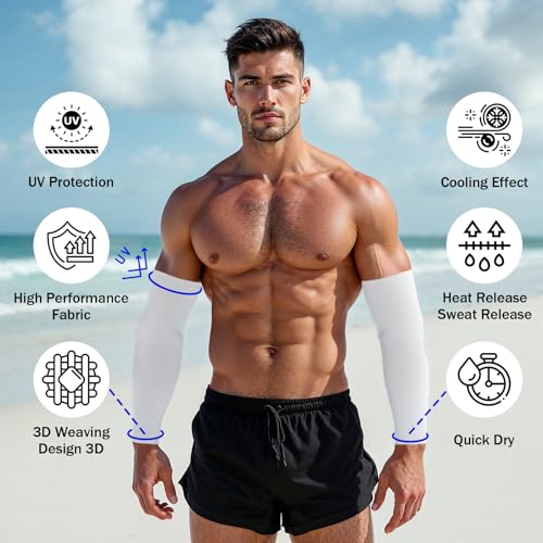 CIATBYYJ 4Pairs Arm Sleeves, Thinly UV Sun Protection Cooling Arm Compression Sleeves for Men, Outdoor Sport Breathable Elastic Ice Sleeve Basketball Arm Sleeves for Adult - Image 3