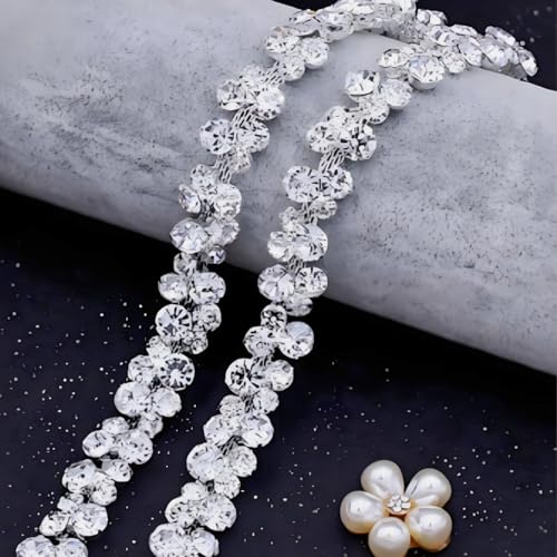 3 Pack Rhinestone Bridal Belts, Crystal Sash with White Ribbon, Thin Pearl Wedding Belt, Handmade Diamond Waist Accessories for Women Bride Bridesmaid Gown Party Prom3